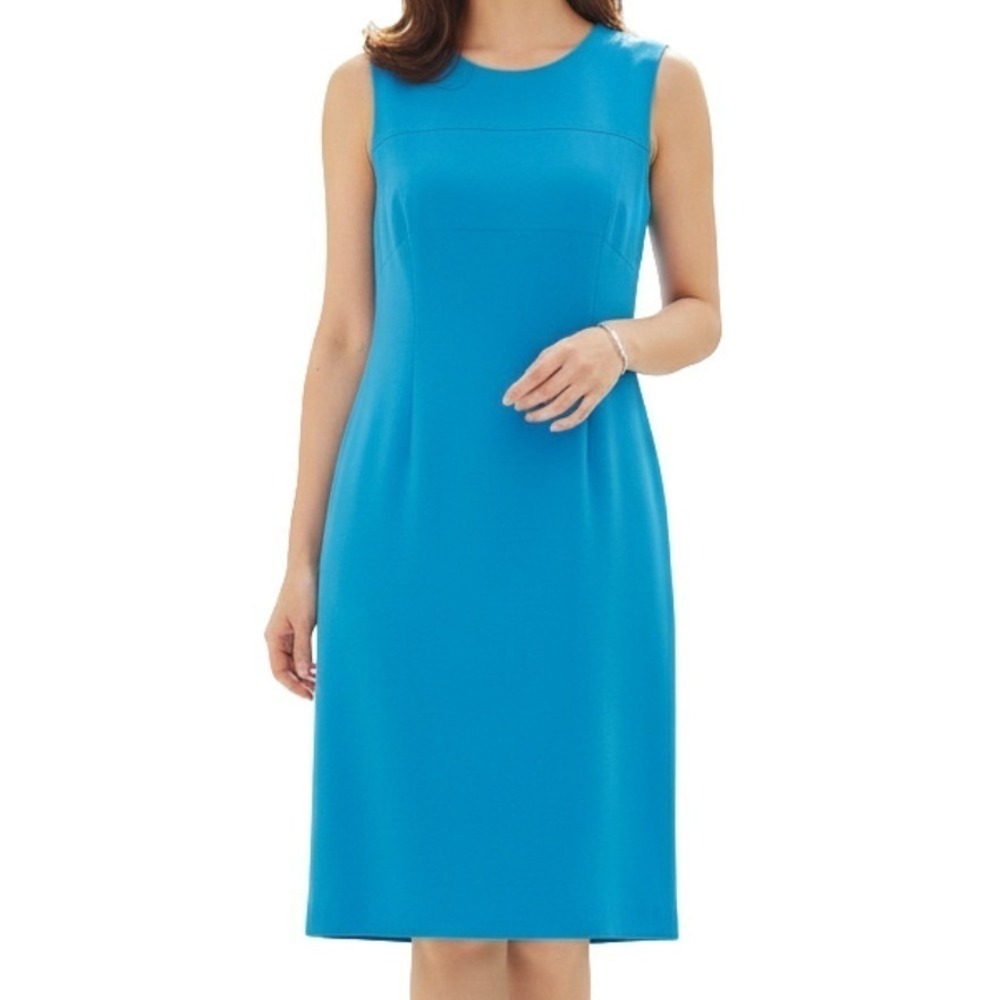 Worth New York Dress Womens 4 Sky Blue Silk Shantung Sleeveless Sheath Career